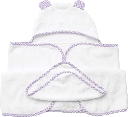 Luxurious Purple Hooded Towel Set for Girls - Super Soft Bamboo Baby Towels with Washcloth - Ideal for Sensitive Skin