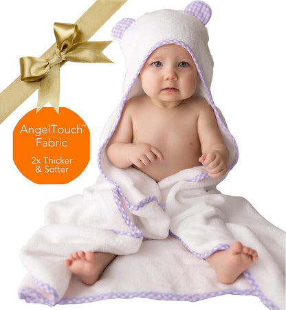 Luxurious Purple Hooded Towel Set for Girls - Super Soft Bamboo Baby Towels with Washcloth - Ideal for Sensitive Skin