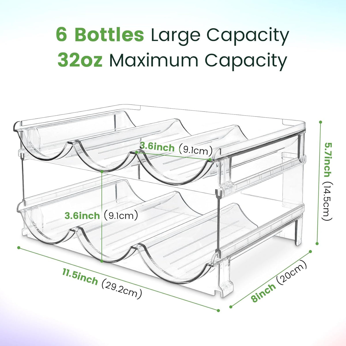 Versatile 2-Pack Water Bottle Organizer - Maximize Your Storage with Stackable Racks for Cabinets and Refrigerators