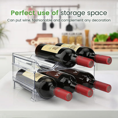 Versatile 2-Pack Water Bottle Organizer - Maximize Your Storage with Stackable Racks for Cabinets and Refrigerators