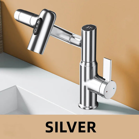 Revolutionary Digital Display LED Basin Faucet with 360° Rotation - Multi-Function Hot & Cold Water Sink Mixer for Your Bathroom