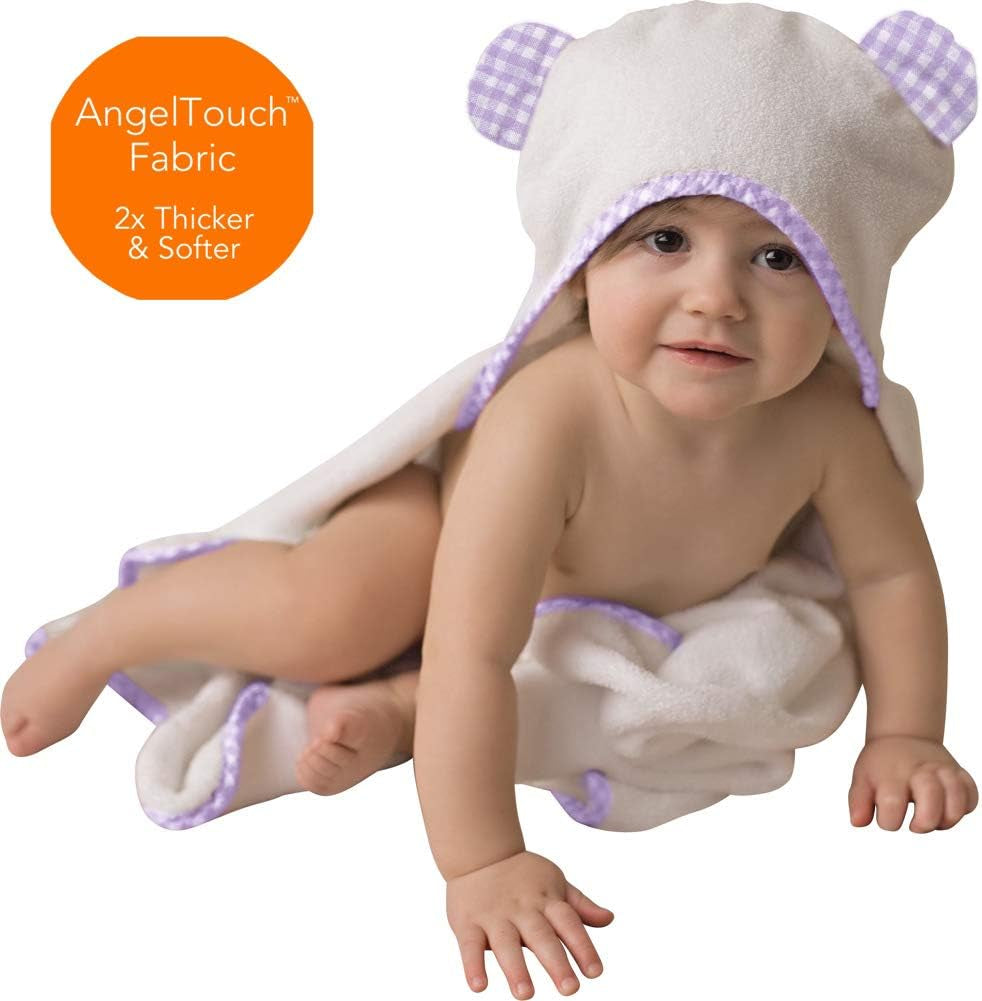 Luxurious Purple Hooded Towel Set for Girls - Super Soft Bamboo Baby Towels with Washcloth - Ideal for Sensitive Skin
