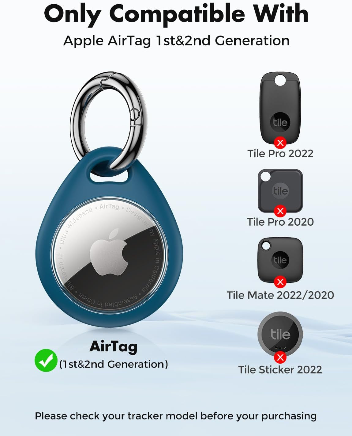 Airtag Holder Keychain, 4 Pack TPU Case for Apple Airtag 1 & 2